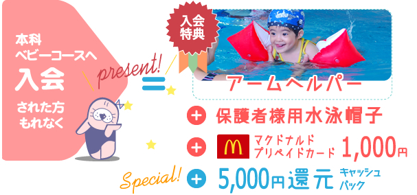 ベビースイミング　短期教室料金