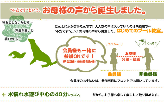 掛川スイミングスクールはじめてのプールコース短期教室の趣旨