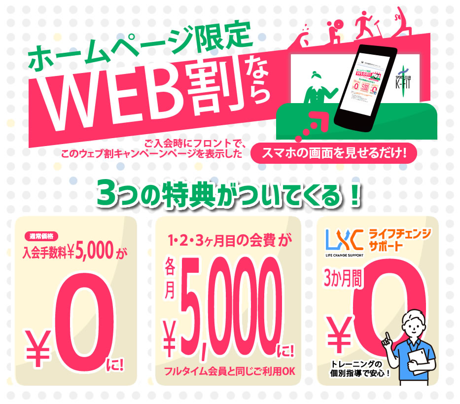 フィットネスクラブ　ケイフィットウェブ割引